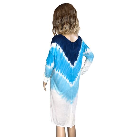 C06 Venus Long Sleeve Lightweight V Neck Tie Dye Cover Up Dress SZ M $49 - Picture 6 of 13